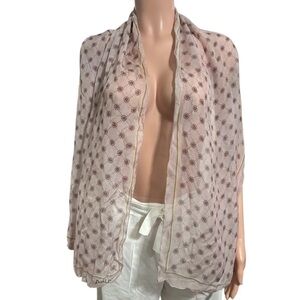 Pollini Cream and Brown Patterned Scarf
